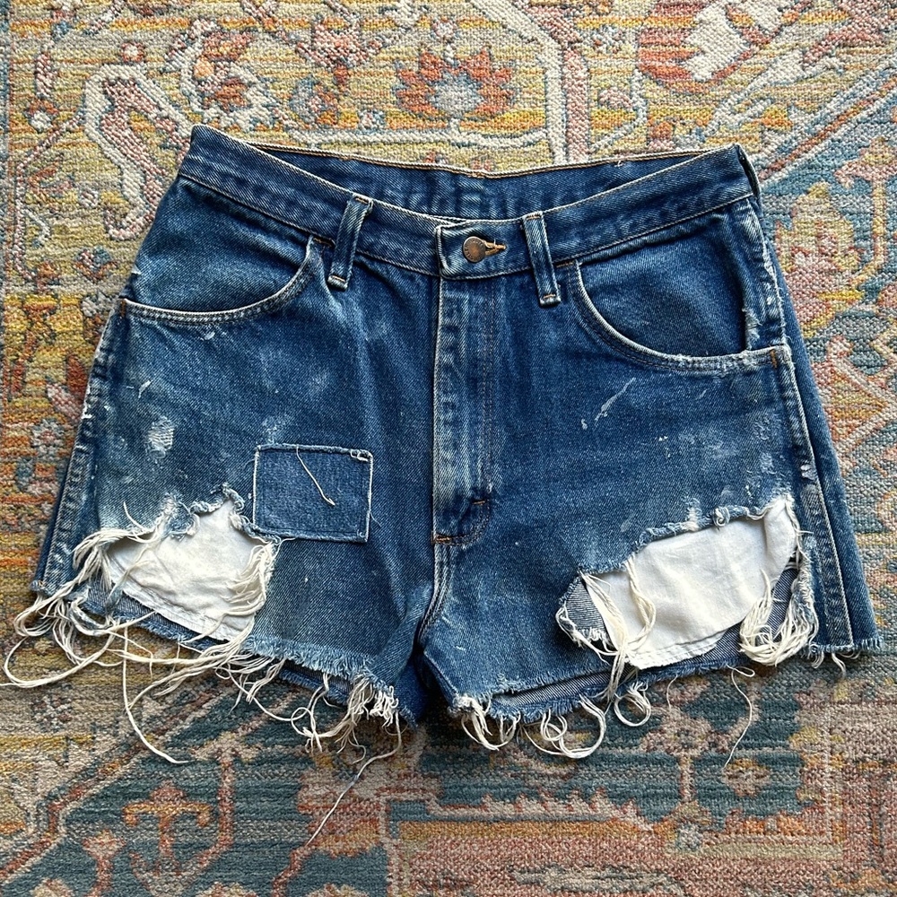 Upcycled Jean Shorts, originally Wrangler brand denim